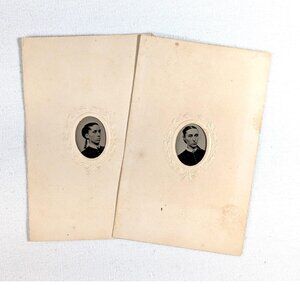 Set of 2 Gem Tintypes, Victorian photo of young woman, miniature photography for